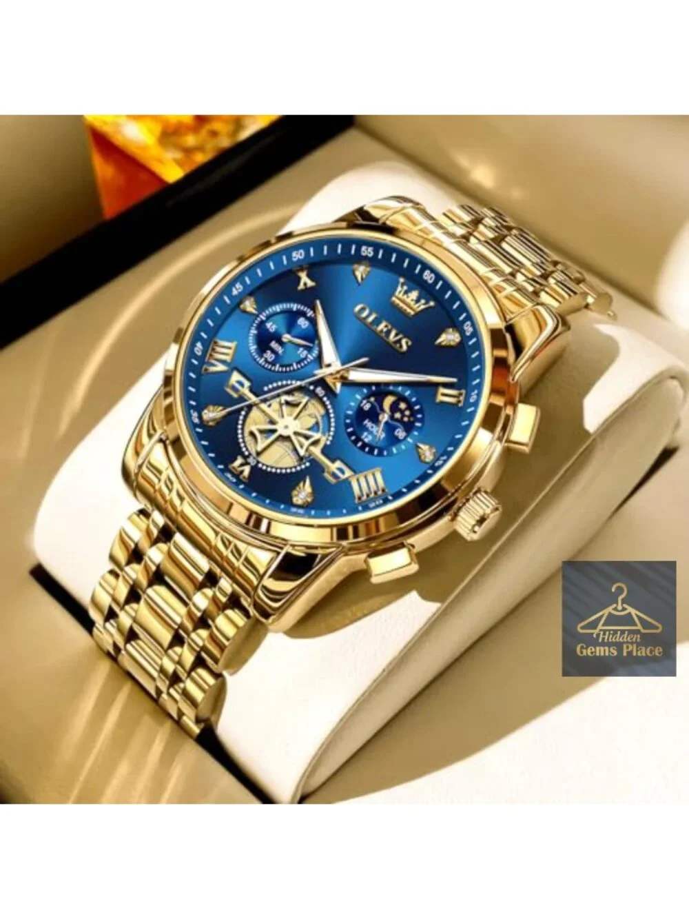 Men's Stainless Steel Chronograph Watch, Large Face Roman Numerals Water